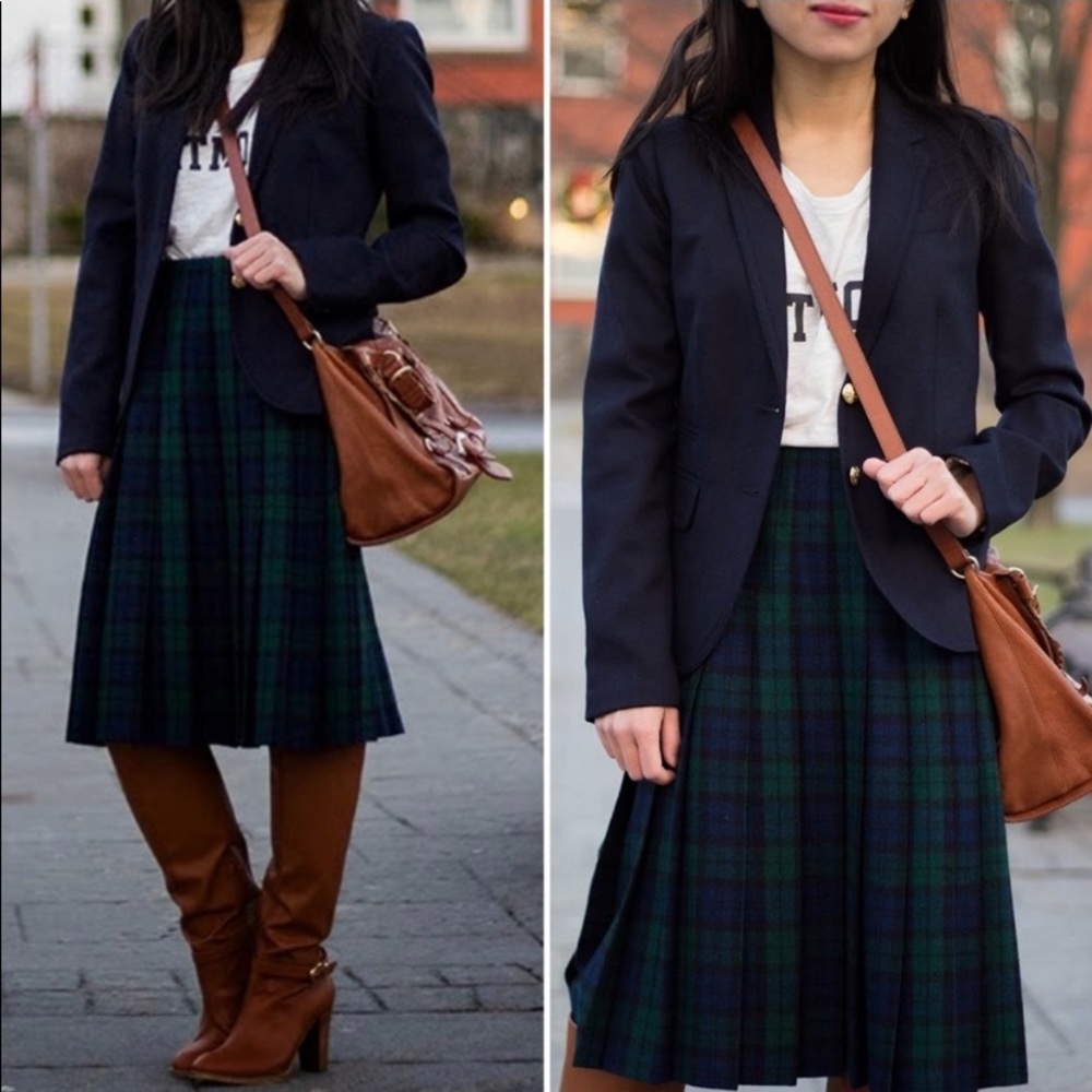 Vintage Pendleton Authentic Black Watch Tartan Pleated Midi Skirt
